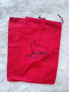Authentic Christian Louboutin Red Logo Drawstring Dust Bags (Set of 2)